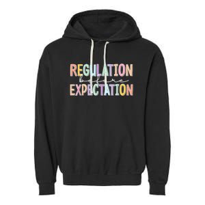 Autism Awareness Acceptance Regulation Before Expectation Garment-Dyed Fleece Hoodie