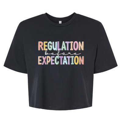 Autism Awareness Acceptance Regulation Before Expectation Bella+Canvas Jersey Crop Tee