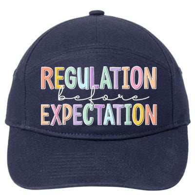 Autism Awareness Acceptance Regulation Before Expectation 7-Panel Snapback Hat
