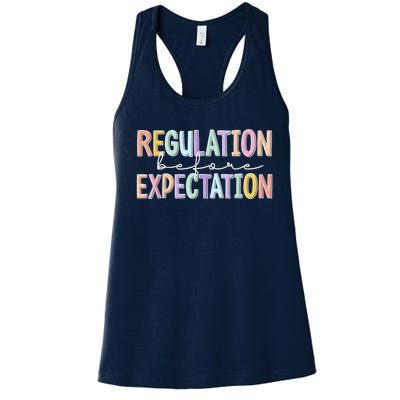 Autism Awareness Acceptance Regulation Before Expectation Women's Racerback Tank