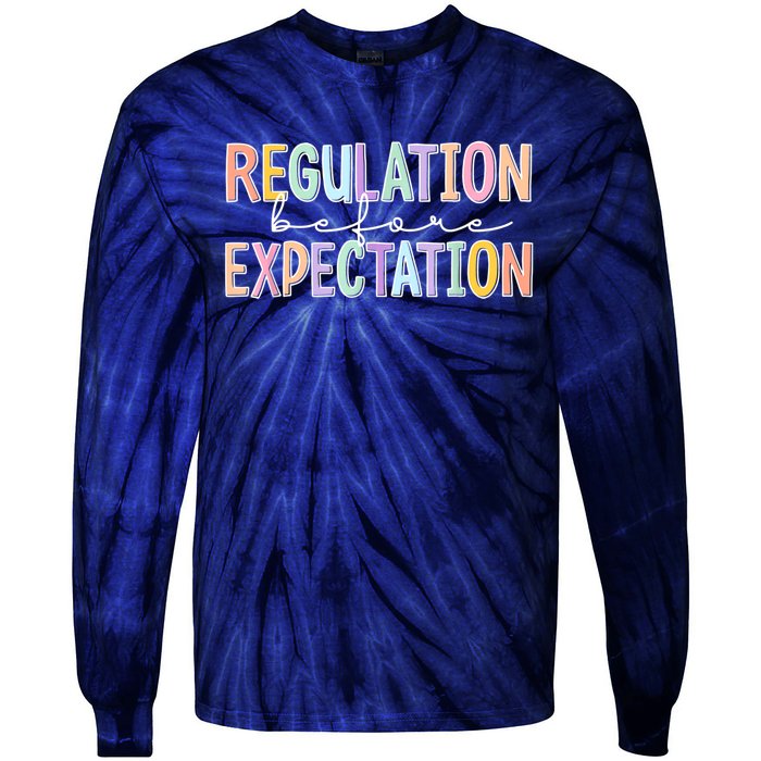 Autism Awareness Acceptance Regulation Before Expectation Tie-Dye Long Sleeve Shirt