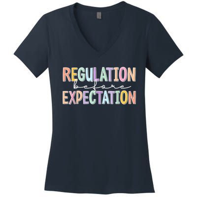 Autism Awareness Acceptance Regulation Before Expectation Women's V-Neck T-Shirt