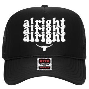 Alright Alright Alright Texas Pride State Usa Longhorn Bull High Crown Mesh Back Trucker Hat