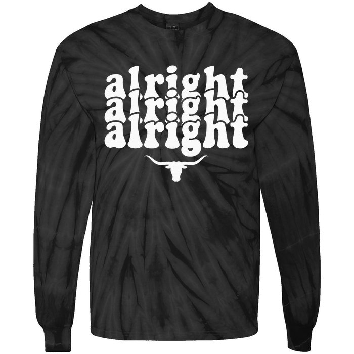 Alright Alright Alright Texas Pride State Usa Longhorn Bull Tie-Dye Long Sleeve Shirt