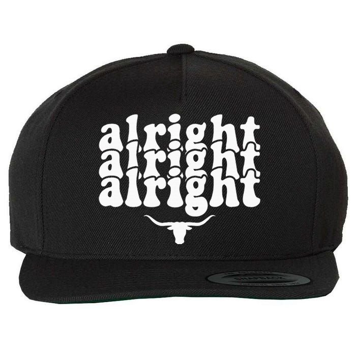 Alright Alright Alright Texas Pride State Usa Longhorn Bull Wool Snapback Cap