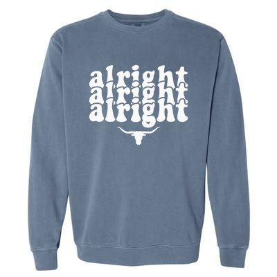 Alright Alright Alright Texas Pride State Usa Longhorn Bull Garment-Dyed Sweatshirt