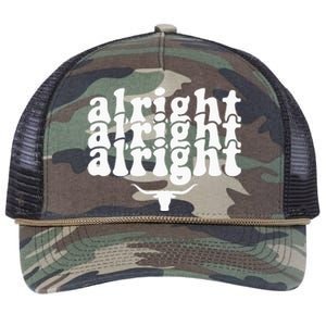 Alright Alright Alright Texas Pride State Usa Longhorn Bull Retro Rope Trucker Hat Cap