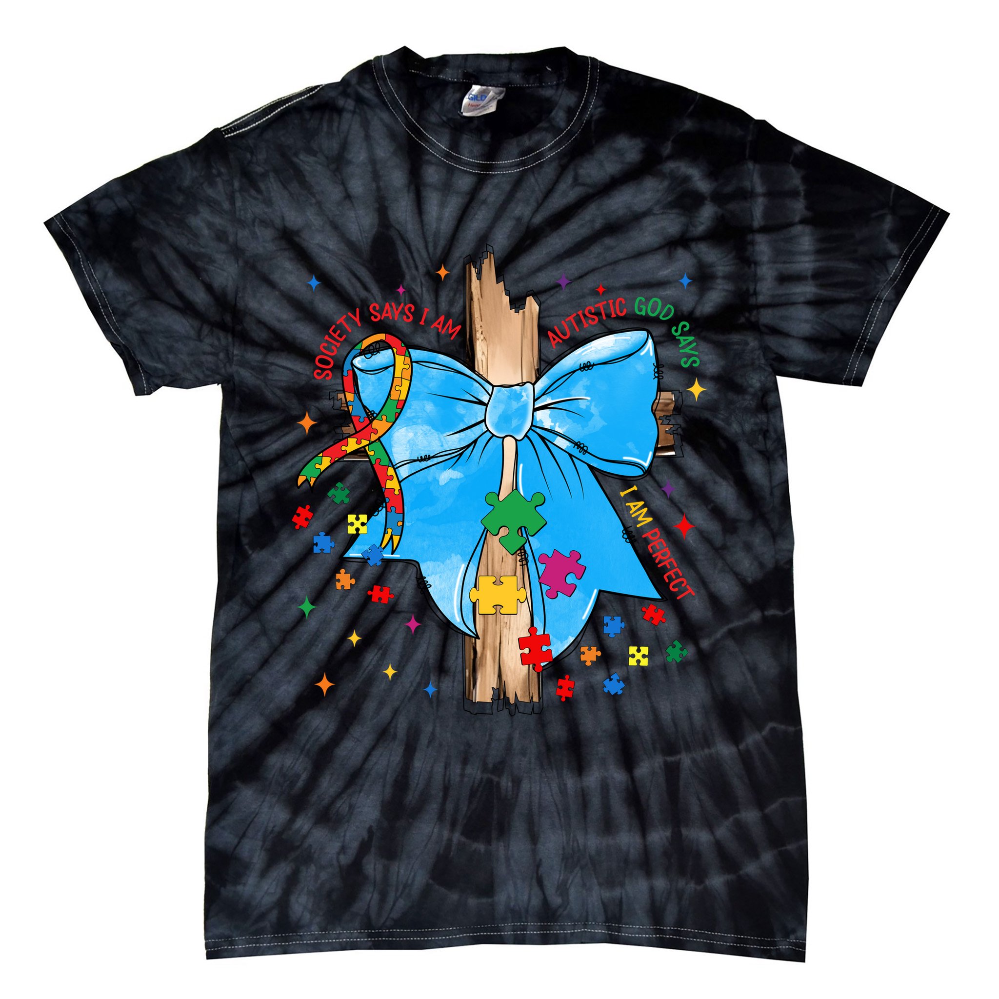 Autism Awareness Autistic God Save Faith  Tie-Dye T-Shirt