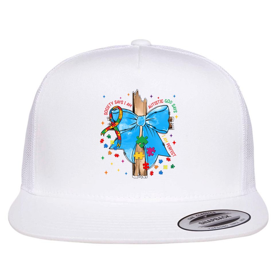 Autism Awareness Autistic God Save Faith  Flat Bill Trucker Hat