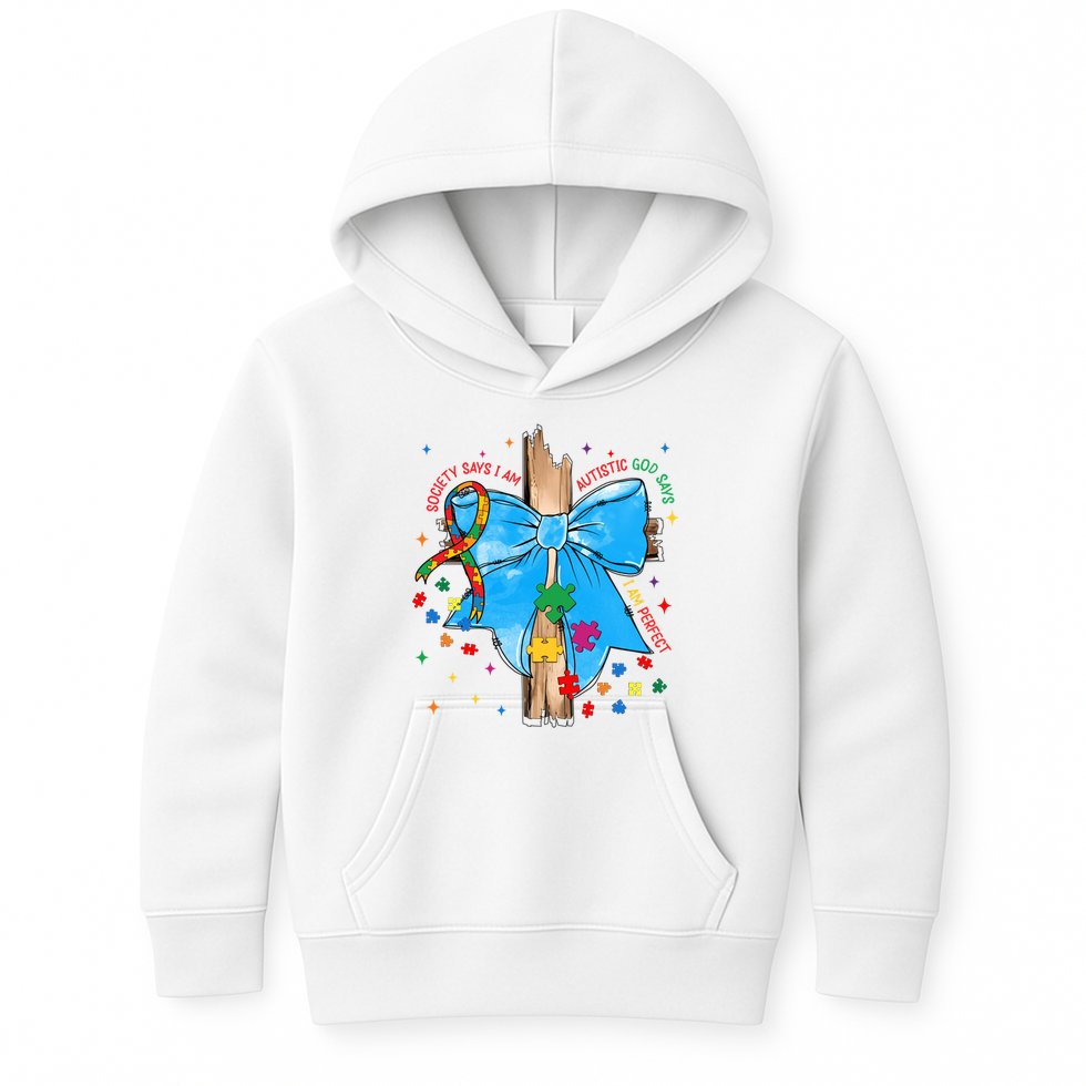 Autism Awareness Autistic God Save Faith  Kids Hoodie