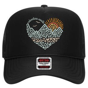 Adventure Awaits Adventure Camping Mountain High Crown Mesh Back Trucker Hat