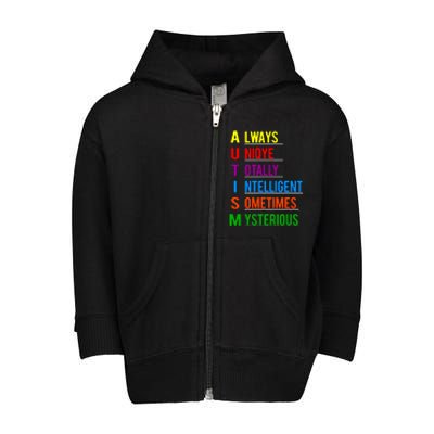 Autism Awareness Autism Acronym Gift Toddler Zip Fleece Hoodie