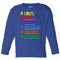 Autism Awareness Autism Acronym Gift Toddler Long Sleeve Shirt