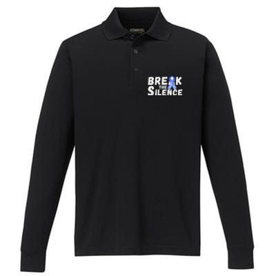 April Abuse Awareness Month Teacher Matching Cute Gift Performance Long Sleeve Polo