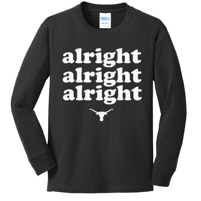 Alright, Alright, Alright Texas Bull Texas Pride State USA Kids Long Sleeve Shirt