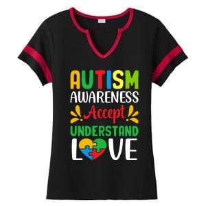 Autism Awareness Autism Advocacy Autism Slogan Puzzle Pieces Ladies Halftime Notch Neck Tee