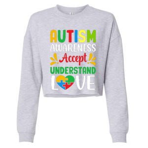 Autism Awareness Autism Advocacy Autism Slogan Puzzle Pieces Cropped Pullover Crew