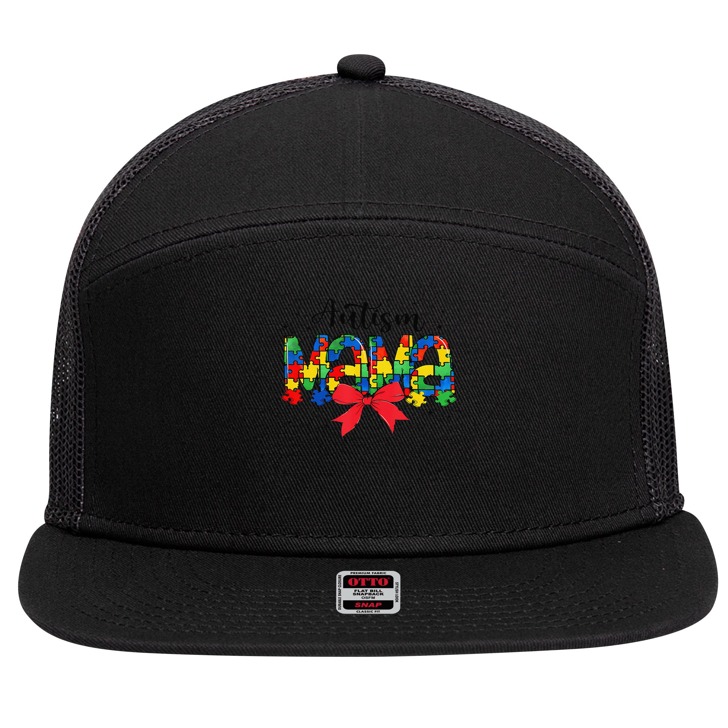 Autism Awareness Autism Mama Accept Love Puzzle Coquette 7 Panel Mesh Trucker Snapback Hat