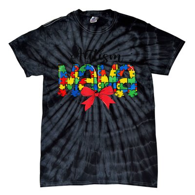Autism Awareness Autism Mama Accept Love Puzzle Coquette Tie-Dye T-Shirt