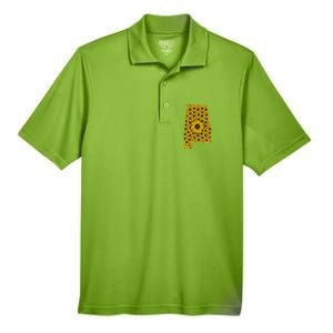 Alabama Al America State Summer Sunflower Flower Floral Art Gift Men's Origin Performance Pique Polo