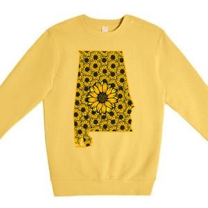 Alabama Al America State Summer Sunflower Flower Floral Art Gift Premium Crewneck Sweatshirt