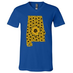 Alabama Al America State Summer Sunflower Flower Floral Art Gift V-Neck T-Shirt