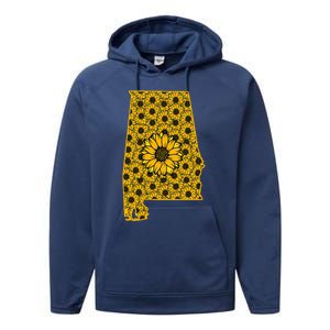 Alabama Al America State Summer Sunflower Flower Floral Art Gift Performance Fleece Hoodie