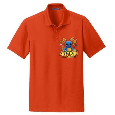 Axolotl Autism Awareness Dry Zone Grid Polo