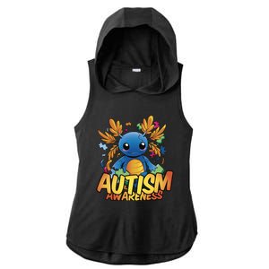 Axolotl Autism Awareness Ladies PosiCharge Tri-Blend Wicking Draft Hoodie Tank