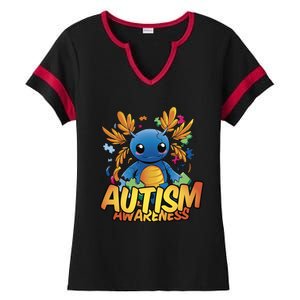 Axolotl Autism Awareness Ladies Halftime Notch Neck Tee