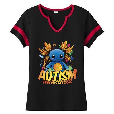 Axolotl Autism Awareness Ladies Halftime Notch Neck Tee