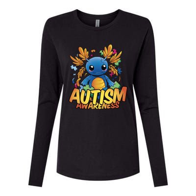 Axolotl Autism Awareness Womens Cotton Relaxed Long Sleeve T-Shirt