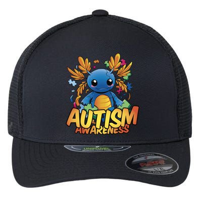 Axolotl Autism Awareness Flexfit Unipanel Trucker Cap