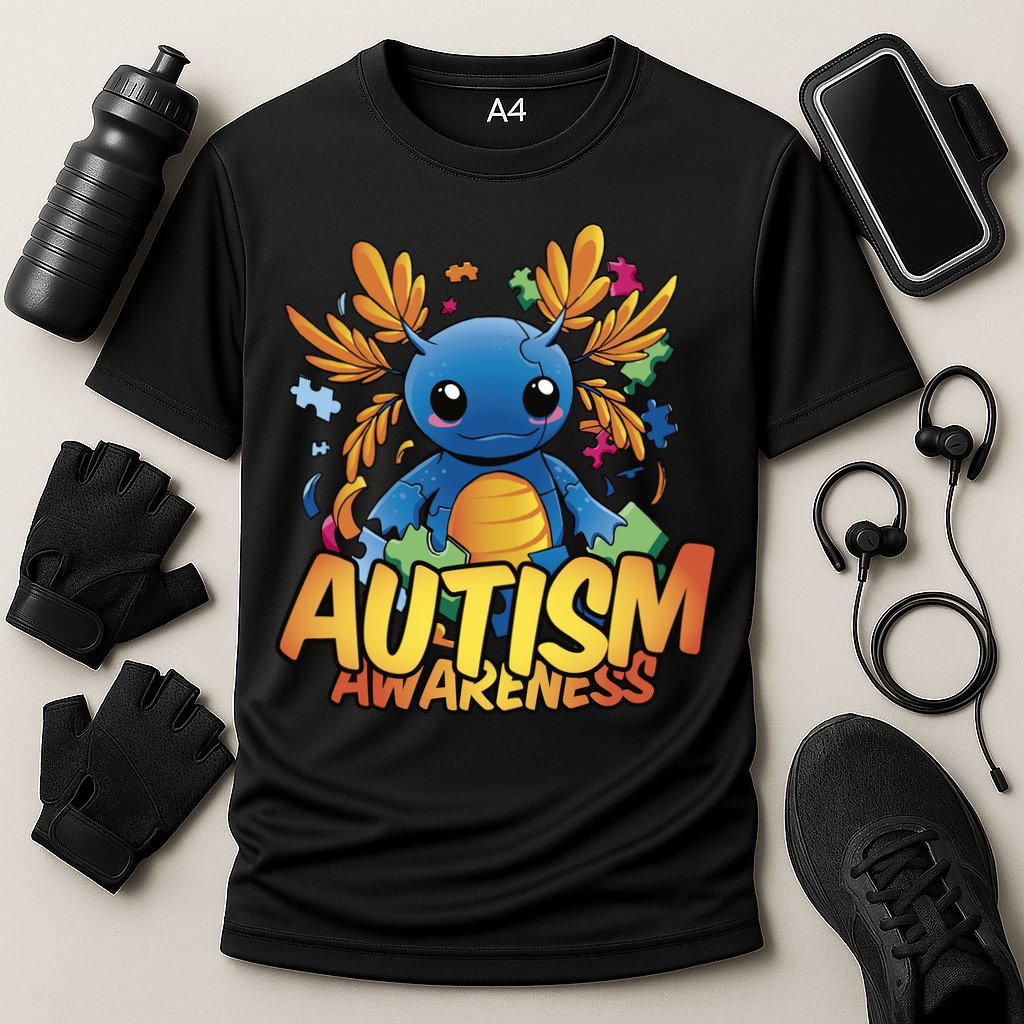Axolotl Autism Awareness Cooling Performance Crew T-Shirt