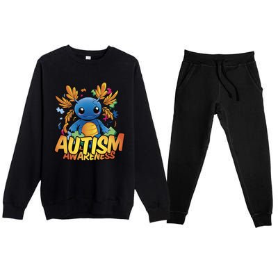 Axolotl Autism Awareness Premium Crewneck Sweatsuit Set