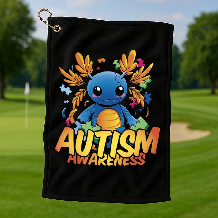 Axolotl Autism Awareness Golf Towel