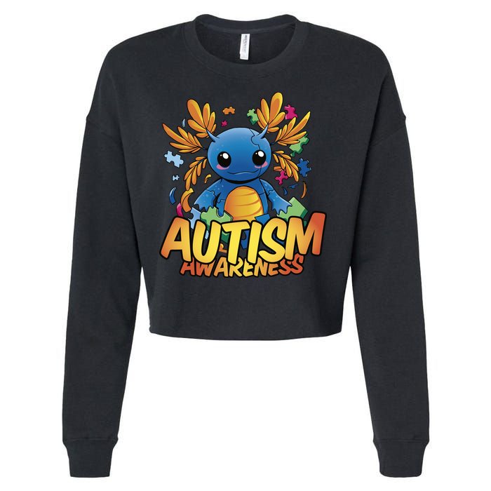 Axolotl Autism Awareness Cropped Pullover Crew