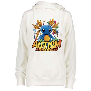 Axolotl Autism Awareness Womens Funnel Neck Pullover Hood