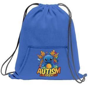 Axolotl Autism Awareness Sweatshirt Cinch Pack Bag