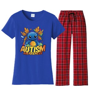 Axolotl Autism Awareness Women's Flannel Pajama Set