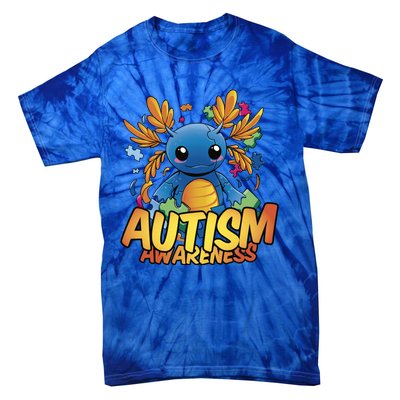 Axolotl Autism Awareness Tie-Dye T-Shirt