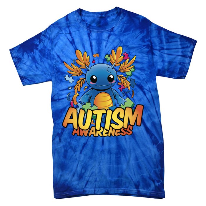 Axolotl Autism Awareness Tie-Dye T-Shirt