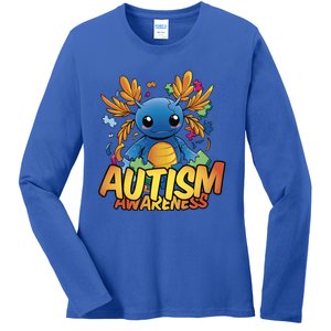 Axolotl Autism Awareness Ladies Long Sleeve Shirt