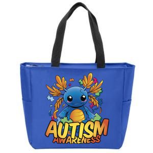 Axolotl Autism Awareness Zip Tote Bag