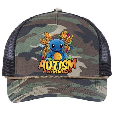 Axolotl Autism Awareness Retro Rope Trucker Hat Cap