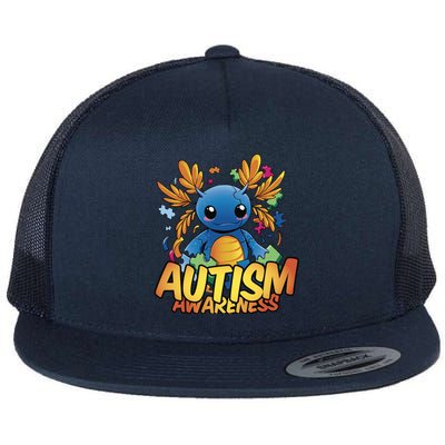 Axolotl Autism Awareness Flat Bill Trucker Hat