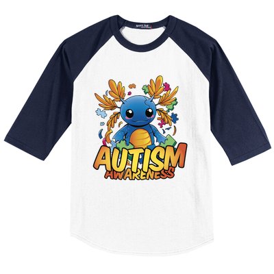 Axolotl Autism Awareness Baseball Sleeve Shirt