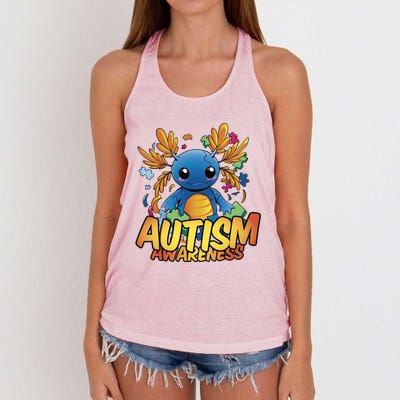 Axolotl Autism Awareness Women's Knotted Racerback Tank