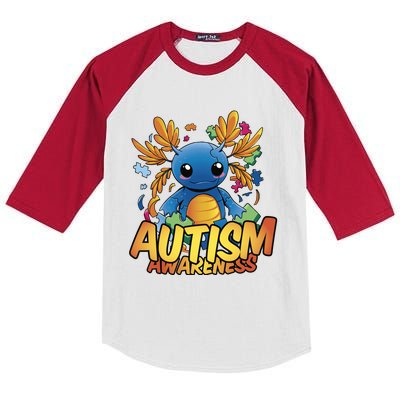 Axolotl Autism Awareness Kids Colorblock Raglan Jersey