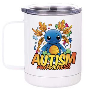 Axolotl Autism Awareness 12 oz Stainless Steel Tumbler Cup